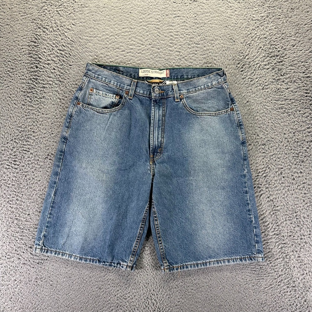 Levi's 569 Shorts Men 34‎ Blue Cotton Denim Bermuda Loose Straight Travel Faded